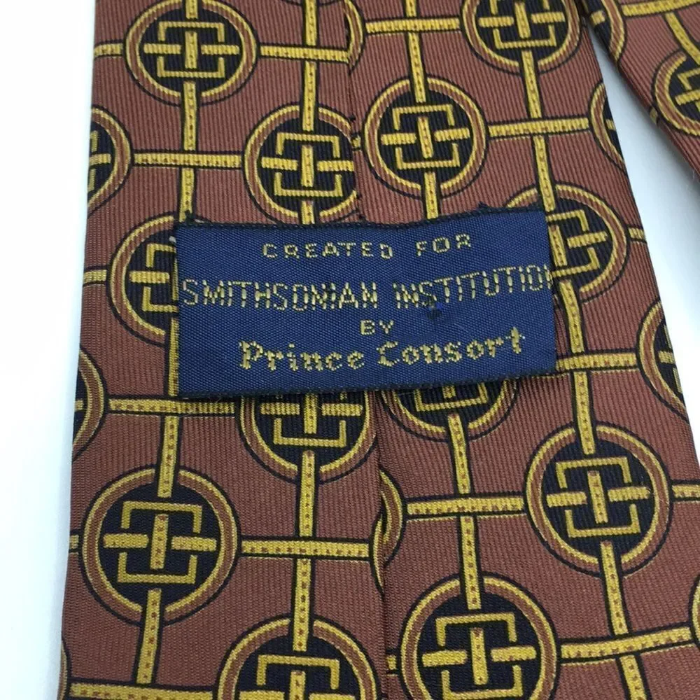 Vintage Smithsonian Institution By Prince Consort Floor Tile Silk Tie